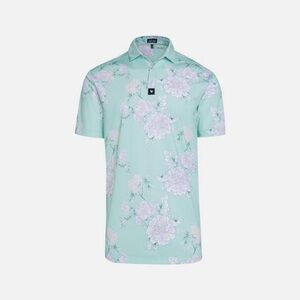 Bad Birdie Men’s Performance Golf Polo Easy Does It Floral Print Size Large